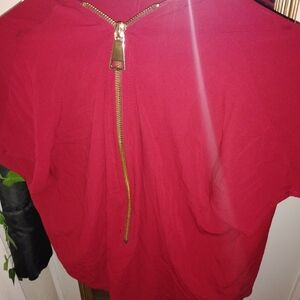 Papermoon Red Blouse with Gold Zipper
